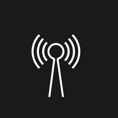 Radio antenna icon isolated on black background 