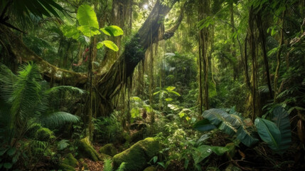 Beautiful landscape of the subtropical forest, Generative AI