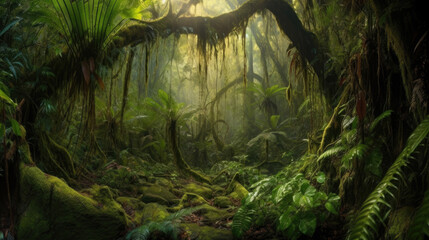 Beautiful landscape of the subtropical forest, Generative AI
