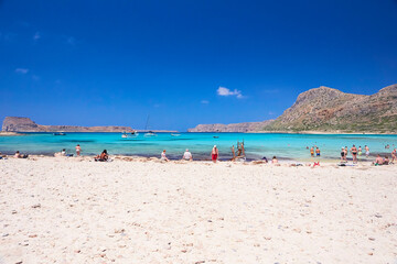 Fototapeta premium The island Gramvousa and the bay Balos