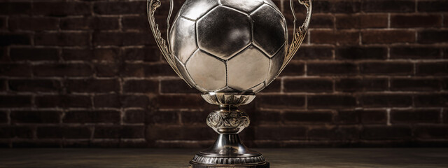 Fototapeta na wymiar soccer, ball, football, sport, cup, trophy, gold, isolated, award, competition, game, world, goal, globe, prize, white, object, champion, winner, play, achievement, success, symbol, generative ai