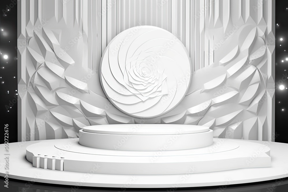 Aufkleber abstract white geometric form with a simple backdrop for a product display podium template. generati