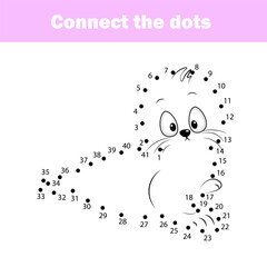 Connect the dots children educational drawing game. Dot to dot by numbers game for kids. Printable worksheet activity for toddlers.