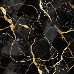Fototapeta na wymiar Seamless Black and Gold Marble Texture