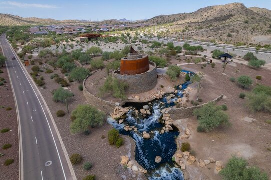 Bird's-eye view of the Estrella Mountain Ranch village