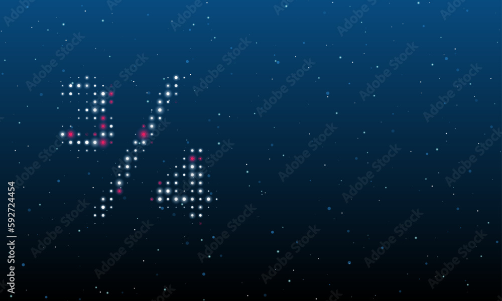 Poster on the left is the three quarters symbol filled with white dots. background pattern from dots and ci