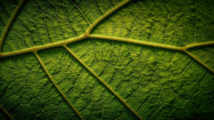 Macro shot of green leaf. Generative Ai