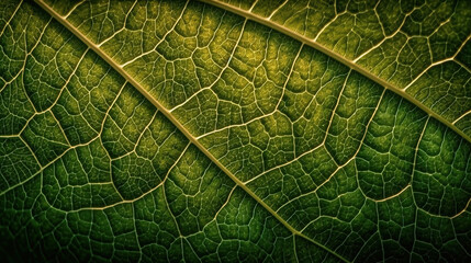 Fototapeta na wymiar Macro shot of green leaf. Generative Ai
