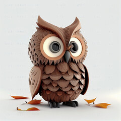 animal 3d cartoon character, owl birds character, wildlife. AI generated