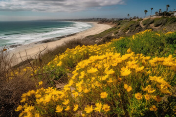 Fototapeta premium view of the coast of the atlantic coast created with Generative AI technology