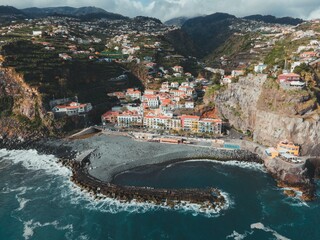 Drone views of Ponta do Sol in Madeira, Portugal