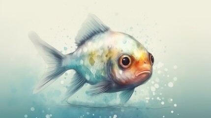 Cartoon aquarium fish illustration. Beautiful tropical goldfish background. Generative AI