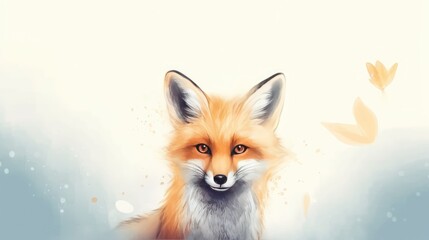 Red fox animal painting. Outdoor omnivorous mammal in wildlife. Portrait of animal in the nature. Generative AI
