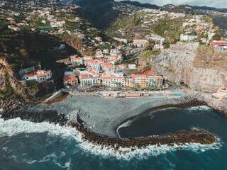 Drone views of Ponta do Sol in Madeira, Portugal