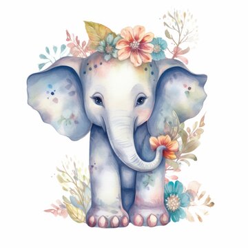 an elephant with a decorative floral headpiece © Virginie Verglas
