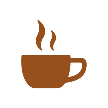 A cup of hot cafe coffee or caffeine drink flat vector icon for food apps and websites