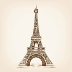 Illustration of the Eiffel Tower, an iconic landmark in Paris, Generative AI