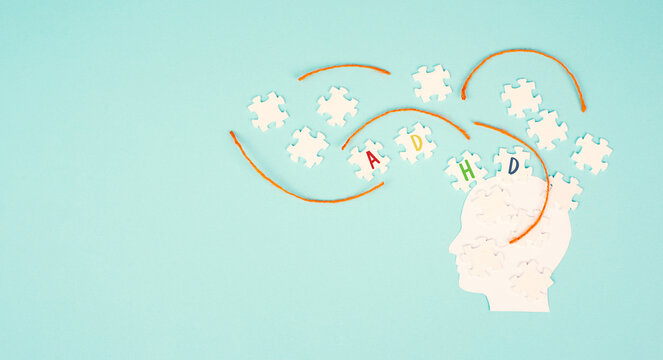 ADHD, attention deficit hyperactivity disorder, mental health, mind with puzzle pieces
