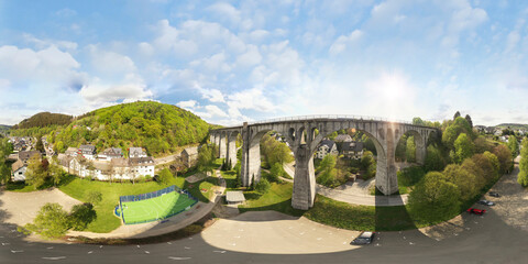 The viaduct is a landmark of the municipality of Willingen Upland. A drone created this 360 degrees...