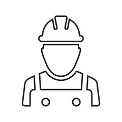 Construction, man outline icon. Line art vector.