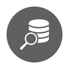 Database, search icon. Gray vector graphics.
