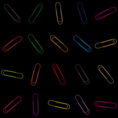 Colorful clips pattern on black background	
