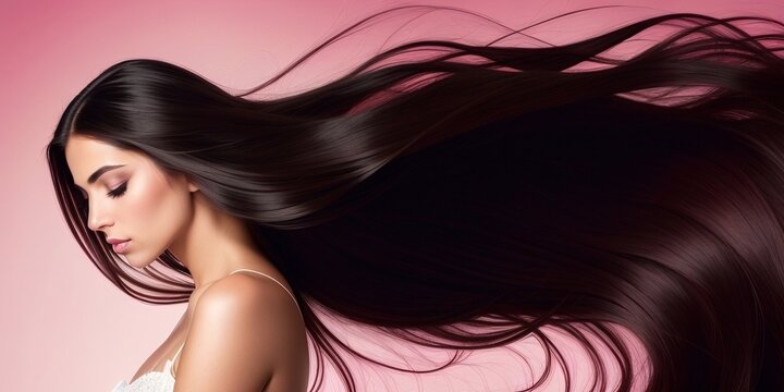 Beautiful brunette woman with long hair, generative ai image, beauty, fashion