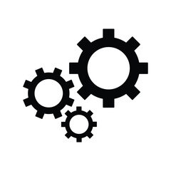 Gear, options, preferences icon. Black vector graphics.