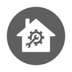 Gear, setting icon. Gray vector graphics.