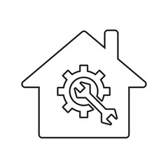 Gear, setting outline icon. Line art vector.