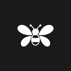 Bee silhouette on black background