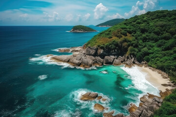 Fototapeta premium tropical island created with Generative AI technology