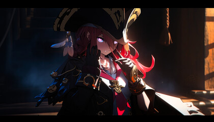 anime cartoon girl sailor pirate