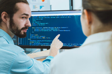 Professional development programers programming game software or developing code for shopping...