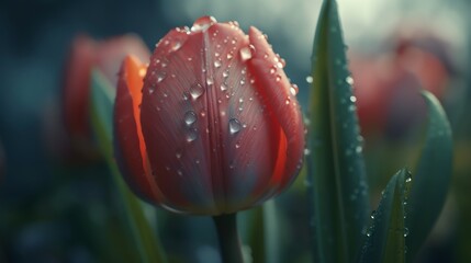 photo flower macro rose tulip morning water
