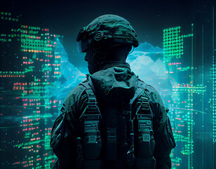 Cyberattack Soldier AI generated