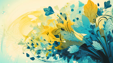 Beautiful yellow and blue floral wallpaper
