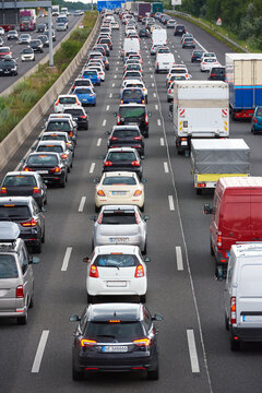 traffic jam during rush hour on highway