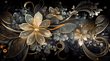 Beautiful silver and gold floral wallpaper