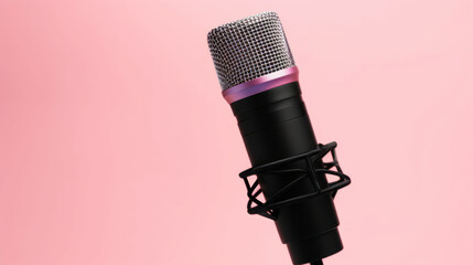 microphone on pink background. Generative AI Art Illustration