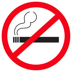 No smoking sign, trendy forbidden icon for cigarette, tobacco. Red color prohibition vector symbol, flat style illustration design isolated on white background.