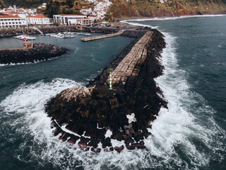 Drone view of Povoacao on Sao Miguel, the Azores