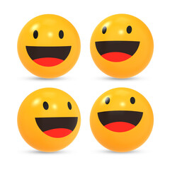 Fototapeta premium 3D rendered happy haha smiley emoji reaction icon with different view 
