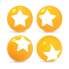 3D rendered  star emoji reaction icon with different 
view 