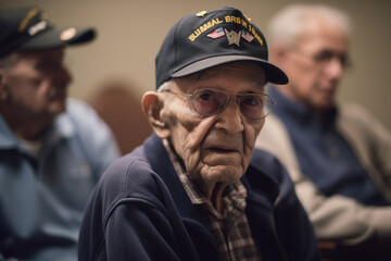 Veterans visiting a VA hospital or nursing home, spending time with fellow veterans. Memorial day Generative AI