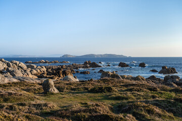 Rocky coastilne and deep blue sea