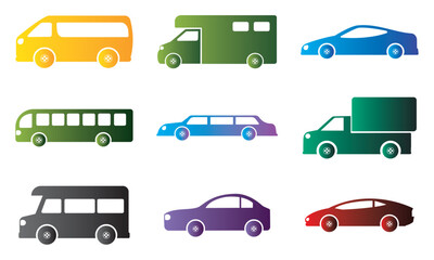 Set of colored cars icons Vector