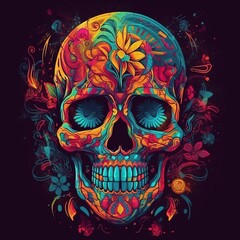 Colorful Skull Mascot for 5 de Mayo and Day of the Dead - Mexican Culture