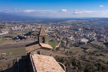 Fototapeta na wymiar Aerial view of Castellvell medieval castle in Solsona. Catalonia