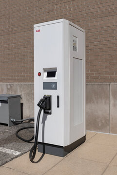 ABB Electric Vehicle Charger with a CCS connections. ABB offers total EV charging solutions.